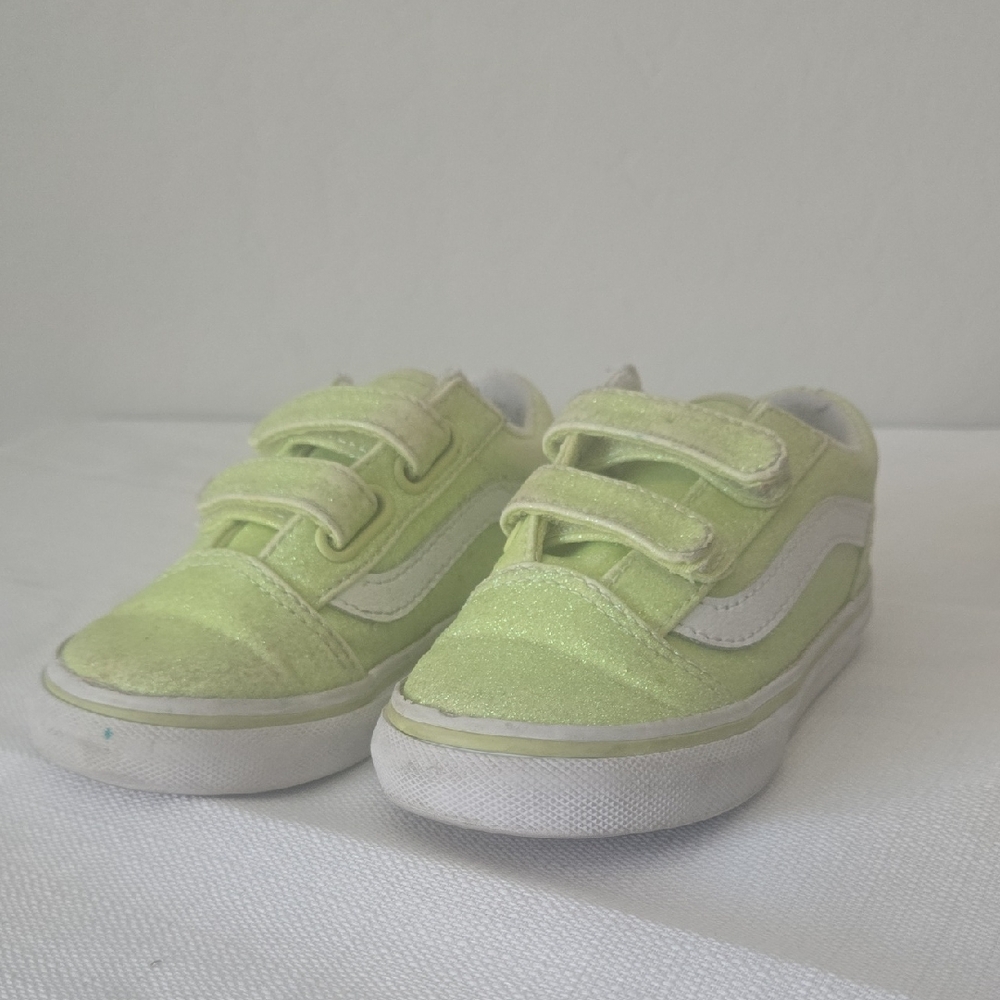Vans Lime Green Kids Sneakers with Velcro